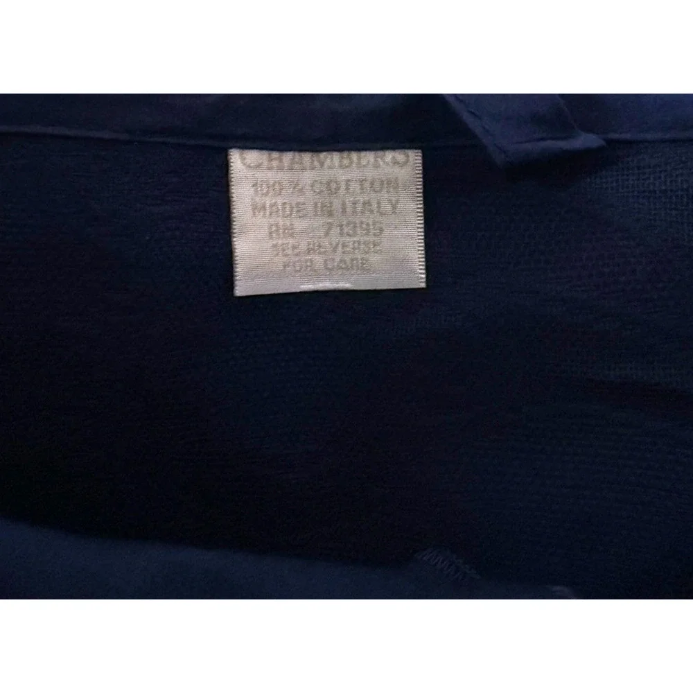 Beautiful Luxury King Shams Chambers Fine Linen Pair Pillowcases Navy Blue Italy